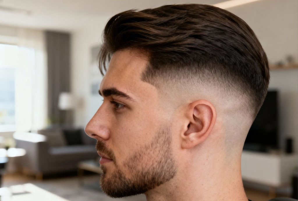 Clean skin fade with sharp lineup at top walk-in barber shops – perfect mens haircut